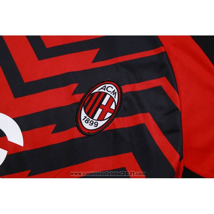 Fato de Treino AC Milao Manga Curta 2023-2024 Vermelho y Preto